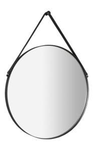 SAPHO ORBITER kulaté zrcadlo s koženým páskem ø 60cm