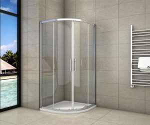 H K Čtvrtkruhový sprchový kout SYMPHONY S4 90x90 cm s dvoudílnými posuvnými dveřmi včetně sprchové vaničky z litého mramoru