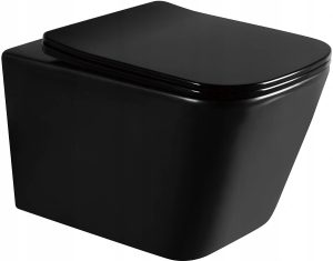 MEXEN/S Teo Závěsná WC mísa černá mat včetně sedátka soft-close duroplastu