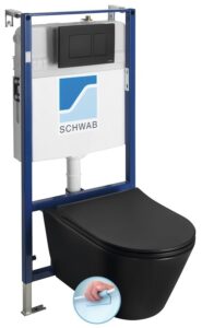 SAPHO Závěsné WC AVVA Rimless s podomítkovou nádržkou a tlačítkem Schwab