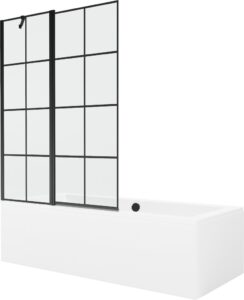 MEXEN/S Cube obdélníková vana 180 x 80 cm s panelem + vanová zástěna 120 cm