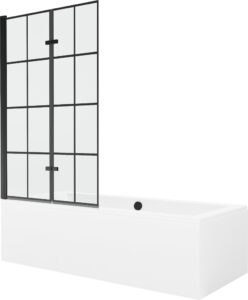 MEXEN/S Cube obdélníková vana 170 x 80 cm s panelem + vanová zástěna 100 cm, černá vzor 550517080X9210027077