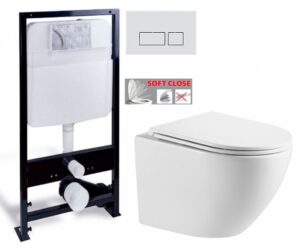 PRIM předstěnový instalační systém s chromovým matným tlačítkem 20/0040+ WC INVENA LIMNOS WITH SOFT