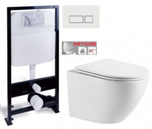 PRIM předstěnový instalační systém s bílým tlačítkem 20/0042+ WC INVENA LIMNOS WITH SOFT