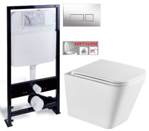 PRIM předstěnový instalační systém s chromovým tlačítkem 20/0041+ WC INVENA FLORINA WITH SOFT