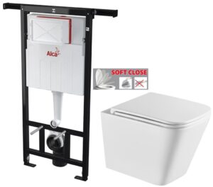 ALCADRAIN Jádromodul předstěnový instalační systém bez tlačítka + WC INVENA FLORINA WITH SOFT