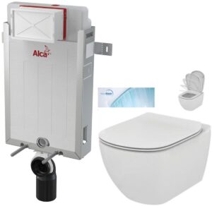 ALCADRAIN Renovmodul předstěnový instalační systém bez tlačítka + WC Ideal Standard Tesi se sedátkem SoftClose