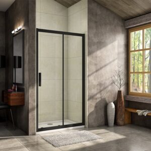 H K Luxusní posuvné sprchové dveře ALTO BLACK 96- 100x195cm L/P se Soft close zavíráním SE-ALTOBLACK100SET