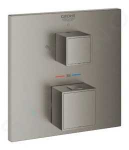GROHE Grohtherm Cube Termostatická baterie pod omítku pro 2 spotřebiče, kartáčovaný Hard Graphite 24154AL0