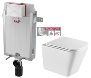 ALCADRAIN Renovmodul předstěnový instalační systém bez tlačítka + WC INVENA FLORINA WITH SOFT