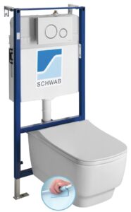 SAPHO Závěsné WC BELLO Rimless s podomítkovou nádržkou a tlačítkem Schwab